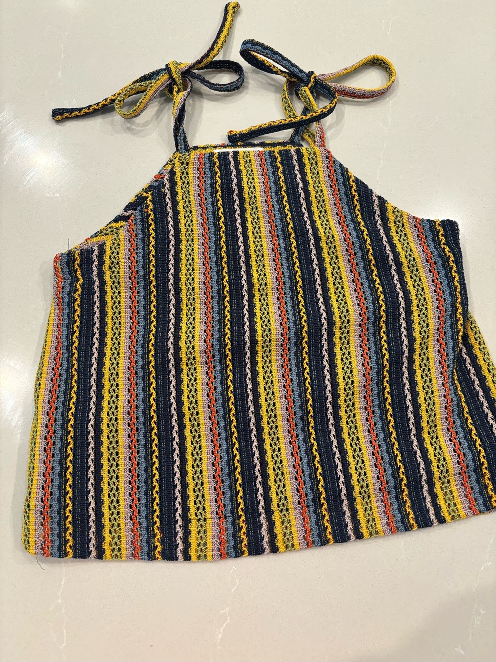 Madewell Striped Knit Halter Tank - Yellow, Navy & Coral